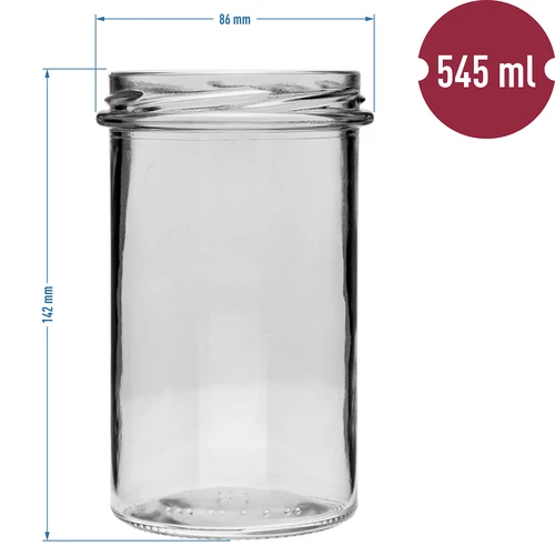 Rechte pot 545ml (fi 82) - met zwarte deksel, 6 stuks - 6 ['set potten', ' potten voor fermenteren', ' potten voor jam', ' potten met deksels', ' potten fi 82', ' potten met 6 clips deksels', ' potten met zwarte deksels', ' voor conserven', ' voor wecken', ' voor vlees', ' pottenverzameling', ' rechte pot']