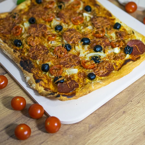 Rechthoekige pizzasteen, gemaakt van cordieriet, - 38 x 30,5 cm - 10 ['baksteen voor het bakken van pizza', ' baksteen voor het bakken van brood', ' rechthoekige pizzasteen', ' grote pizzasteen', ' pizza']