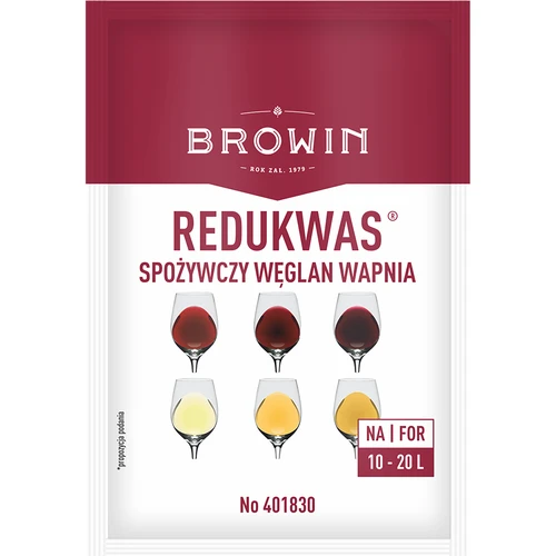 Redukwas - zuurgraadregelaar  - 1 ['calciumcarbonaat', ' zuurreductie', ' verlaging van de zuurgraad van most en wijn', ' voor wijn', ' zelfgemaakte wijn', ' verlaging van de zuurgraad', ' wijn van zwarte bessen', ' druivenwijn', ' frambozenwijn', ' hoe maak je smakelijke fruitwijn', ' zuur in wijn verminderen', ' middelen voor wijn', ' zuurgraad in oenologie', ' wijn van zure vruchten', ' gebalanceerde zuurgraad']