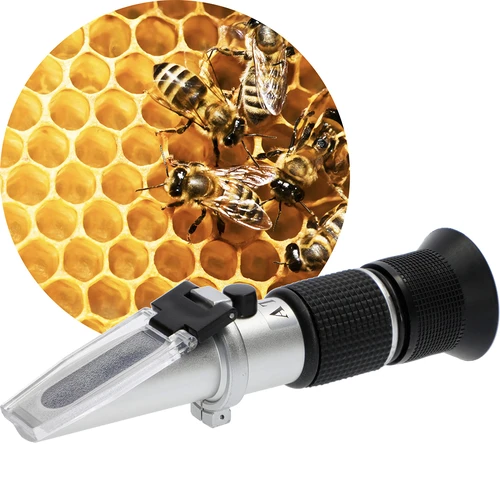 Refractometer voor honing - 3 ['voor het meten van het suikergehalte in honingwort', ' suiker meten in honingwort', ' voor mede', ' voor honingwort', ' refractometer', ' medeproductie', ' meetapparatuur voor honing', ' eenvoudige meting van suikerconcentratie', ' suiker in honingwort', ' zelfgemaakte wijn en medeproductie']