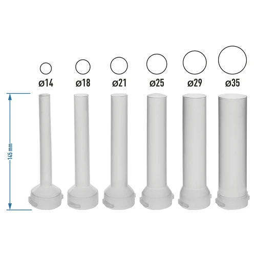 Reserve trechters voor verticale vulmachine Browin van 5 kg, 6 stuks - 4 ['trechters voor vulmachines', ' reserve trechters voor vulmachines', ' trechters voor verticale vulmachine', ' trechters voor vulmachine met grote capaciteit', ' trechters voor vulmachine van 5 kg', ' slagerijtrechters', ' vultrechters', ' thuis slagerij', ' slagerijtrechters met verschillende diameters']