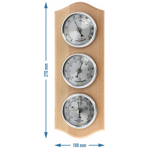 Retro weerstation - natuurlijk hout met zilveren wijzerplaten - 5 ['retro weerstation', ' temperatuurmeting', ' drukmeting', ' vochtigheidsmeting', ' comfort in huis', ' stijlvol weerstation', ' drie in één – multifunctioneel weerstation', ' elegant weerstation', ' welk weerstation te kiezen', ' traditioneel weerstation', ' weerstation in houten behuizing', ' weerstation natuurlijk hout', ' thermometer als cadeau', ' bloeddrukmeter', ' luchtvochtigheidsmeter', ' hygrometer', ' nauwkeurige thermometer', ' hygrometer met thermometer', ' weerstation voor aan de muur', ' hoe de temperatuur in kamers meten', ' retro thermometer', ' houten weerstation', ' weerstation met zilveren wijzerplaten']