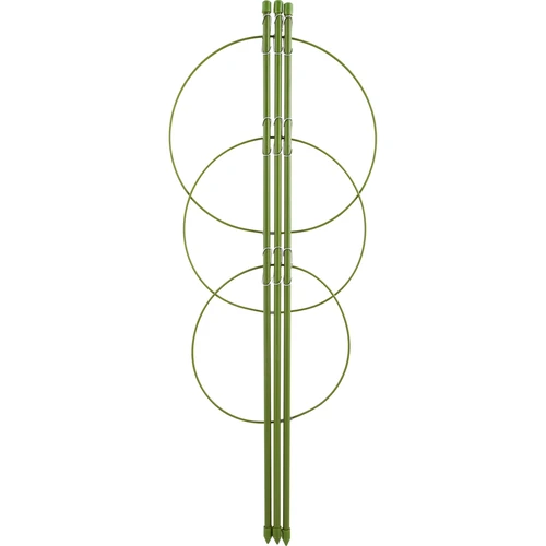 Ringsteun voor planten 3 ringen 0,5m  - 1 ['plantensteun', ' ringsteun voor struiken', ' tuinsteun', ' rozensteun', ' tuinpergola', ' plantklem', ' plantsteun', ' bloemensteun', ' potplantsteun', ' hortensiasteun', ' bosbessensteun', ' klimplantsteun', ' groene steun', ' donkergroene plantensteun', ' stalen plantensteun met ringen']