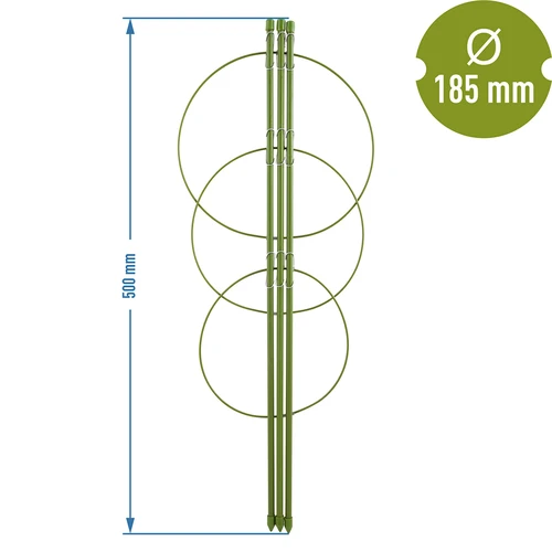Ringsteun voor planten 3 ringen 0,5m - 2 ['plantensteun', ' ringsteun voor struiken', ' tuinsteun', ' rozensteun', ' tuinpergola', ' plantklem', ' plantsteun', ' bloemensteun', ' potplantsteun', ' hortensiasteun', ' bosbessensteun', ' klimplantsteun', ' groene steun', ' donkergroene plantensteun', ' stalen plantensteun met ringen']