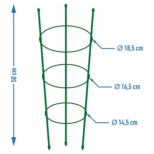 Ringsteun voor planten 3 ringen 0,5m - 2