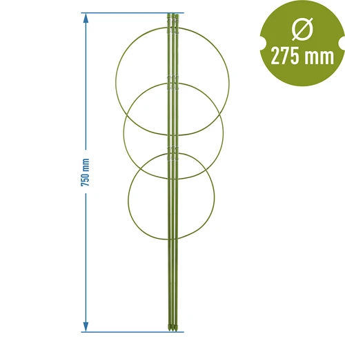 Ringsteun voor planten 3 ringen 0,7m - 2 ['plantensteun', ' ringsteun voor struiken', ' tuinsteun', ' rozensteun', ' tuinpergola', ' plantklem', ' plantsteun', ' bloemensteun', ' potplantsteun', ' hortensiasteun', ' bosbessensteun', ' klimplantsteun', ' groene steun', ' donkergroene plantensteun', ' stalen plantensteun met ringen']