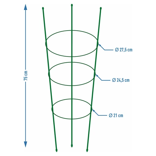 Ringsteun voor planten 3 ringen 0,7m - 2