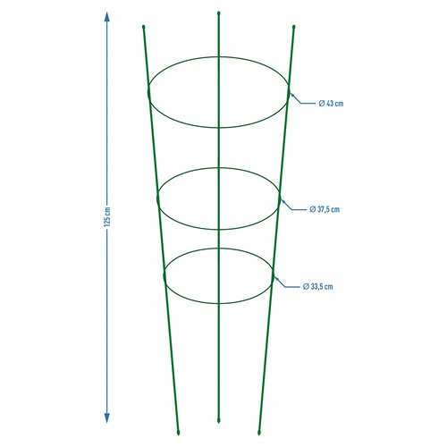 Ringsteun voor planten 3 ringen 1,2m - 2