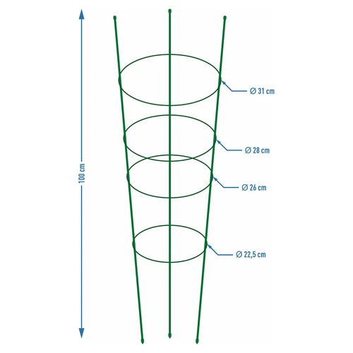 Ringsteun voor planten 4 ringen 1m - 2