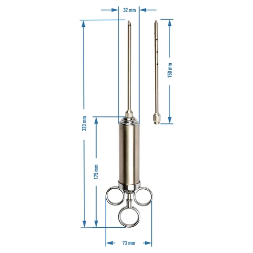 Roestvrijstalen injectiespuit 60 ml + 2 naalden - 11 ['zelfgemaakte vleeswaren', ' roken', ' zelfgemaakte producten', ' zelfgemaakte vleeswaren', ' zelfgemaakte paté', ' witte worst', ' worst roken', ' worst', ' vleeswaren', ' vlees', ' huisgemaakte producten', ' diner']