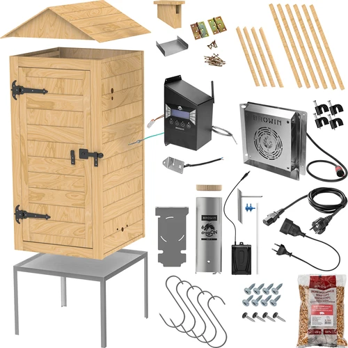 Rokerij met Wi-Fi, 200 L - dragON WOOD 100IQ met elektrische verwarmingsmodule en controller - 3 ['roken', ' eenvoudige rokerijen', ' elektrische rokerij', ' rokerij met wifi', ' voordelen van roken met wifi en app', ' rookapp', ' houten rokerij', ' tuinrokerij', ' beste rokerij', ' rokerij met controller', ' hoe te roken met app', ' welke rokerij te kopen', ' zelfgemaakte vleeswaren', ' rokerij van 200 L', ' hoge rokerij', ' ruime rokerij', ' roken met rookgenerator', ' rookgenerator voor roken', ' rookchips voor roken', ' nieuwigheden voor roken', ' professioneel roken', ' eenvoudig roken', ' hoe een elektrische rokerij te gebruiken', ' browin control', ' rokerij met elektrisch module']