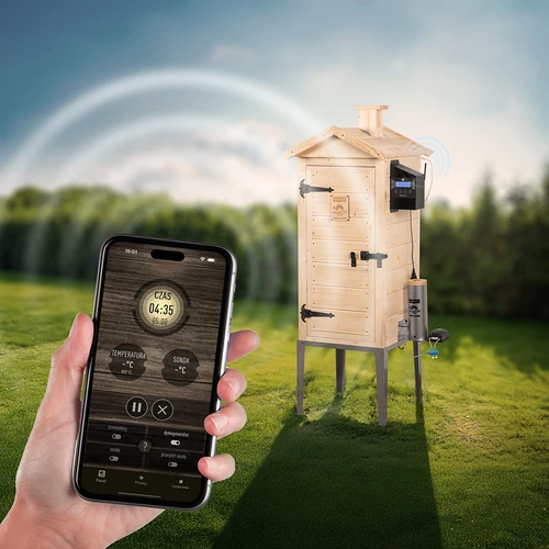 Rokerij met Wi-Fi, 200 L - dragON WOOD 100IQ met elektrische verwarmingsmodule en controller - 7 ['roken', ' eenvoudige rokerijen', ' elektrische rokerij', ' rokerij met wifi', ' voordelen van roken met wifi en app', ' rookapp', ' houten rokerij', ' tuinrokerij', ' beste rokerij', ' rokerij met controller', ' hoe te roken met app', ' welke rokerij te kopen', ' zelfgemaakte vleeswaren', ' rokerij van 200 L', ' hoge rokerij', ' ruime rokerij', ' roken met rookgenerator', ' rookgenerator voor roken', ' rookchips voor roken', ' nieuwigheden voor roken', ' professioneel roken', ' eenvoudig roken', ' hoe een elektrische rokerij te gebruiken', ' browin control', ' rokerij met elektrisch module']