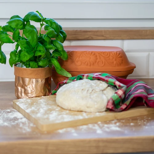 Romeinse pot 4 L - 8 ['cadeau', ' voor het braden van vlees', ' voor het bakken van brood', ' kleipot', ' bakken zonder aanbranden', ' koken zonder vet', ' gezond koken']