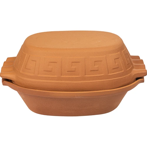 Romeinse pot 4L  - 1 ['Romeinse pot', ' vetvrij braden', ' stomen', ' voor vlees', ' voor brood', ' voor vis', ' voor vegetariërs', ' eenpansgerechten', ' gerechten voor kinderen', ' dieetgerechten', ' voor brood bakken', ' kleipot', ' aardewerken pot', ' cadeau-idee']