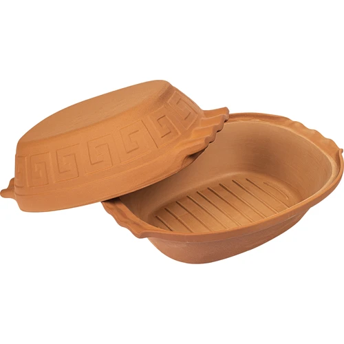 Romeinse pot 4L - 2 ['Romeinse pot', ' vetvrij braden', ' stomen', ' voor vlees', ' voor brood', ' voor vis', ' voor vegetariërs', ' eenpansgerechten', ' gerechten voor kinderen', ' dieetgerechten', ' voor brood bakken', ' kleipot', ' aardewerken pot', ' cadeau-idee']
