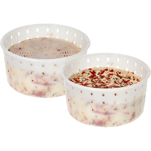 Ronde kaasvorm Ø 13 x 7 cm voor 800 g - 4 ['kaasvorm', ' cilindervorm', ' kaas', ' zelfgemaakte kaas', ' kaas vormen', ' huisgemaakte kaas', ' kaasvorm', ' kaasmal', ' kaasmaken', ' hoe maak je kaas', ' voor kaas', ' stremselkaas']
