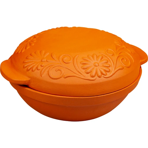 Ronde Romeinse pot 4 L - 2 ['cadeau', ' voor het braden van vlees', ' voor het bakken van brood', ' kleipot', ' bakken zonder aanbranden', ' koken zonder vet', ' gezond koken']