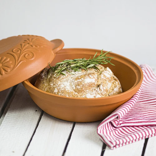 Ronde Romeinse pot 4 L - 9 ['cadeau', ' voor het braden van vlees', ' voor het bakken van brood', ' kleipot', ' bakken zonder aanbranden', ' koken zonder vet', ' gezond koken']