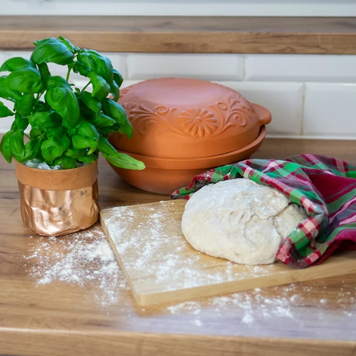 Ronde Romeinse pot 4 L - 7 ['cadeau', ' voor het braden van vlees', ' voor het bakken van brood', ' kleipot', ' bakken zonder aanbranden', ' koken zonder vet', ' gezond koken']