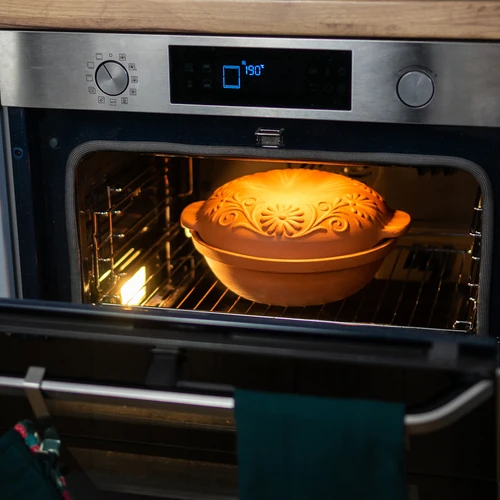 Ronde Romeinse pot 4 L - 15 ['cadeau', ' voor het braden van vlees', ' voor het bakken van brood', ' kleipot', ' bakken zonder aanbranden', ' koken zonder vet', ' gezond koken']