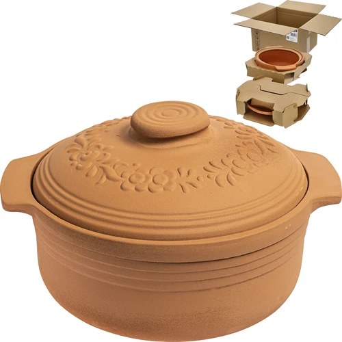 Ronde Romeinse pot 4L  - 1 ['Romeinse pot', ' vetvrij braden', ' stomen', ' voor vlees', ' voor brood', ' voor vis', ' voor vegetariërs', ' eenpansgerechten', ' gerechten voor kinderen', ' dieetgerechten', ' voor het bakken van brood', ' kleipot', ' aardewerken pot', ' cadeau-idee', ' voor paté', ' voor ovenschotel', ' Romeinse pot met deksel']