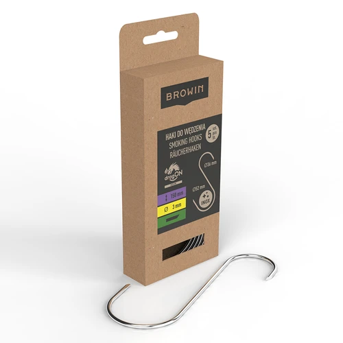 Rookhaken - S-vorm, 45° afgeschuind, 3 mm x 150 mm, 5 stuks - 2