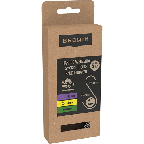 Rookhaken - S-vorm, 45° afgeschuind, 3 mm x 150 mm, 5 stuks - 3