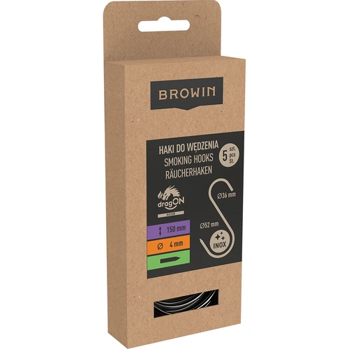 Rookhaken - S-vormig, geslepen, 4 mm x 150 mm, 5 st. - 3