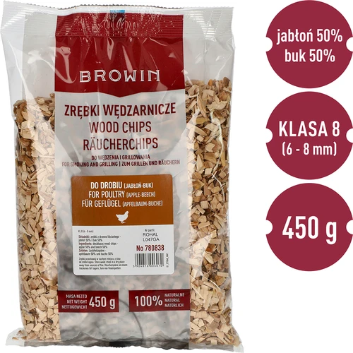 Rookhoutsnippers voor roken/grillen, 50% appel + 50% beuk, 450 g, klasse 8 - 3