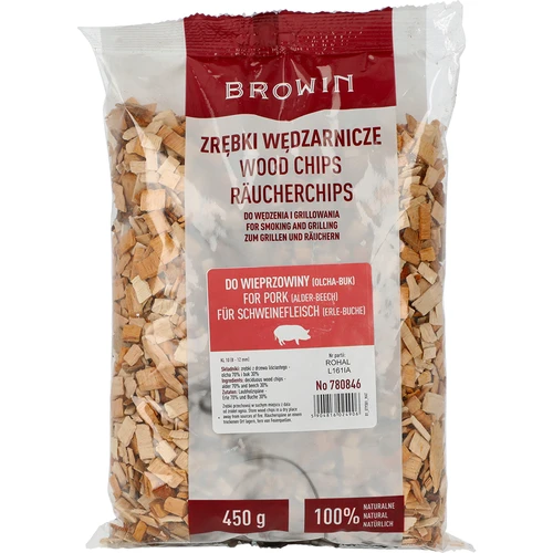 Rookhoutsnippers voor roken/grillen van varkensvlees – mix (70% elzenhout, 30% beukenhout), 450 g, klasse 10