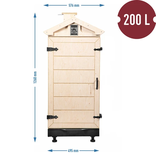 Rookkamer van gecertificeerd multiplex, frameloos 200L, op wielen - 4