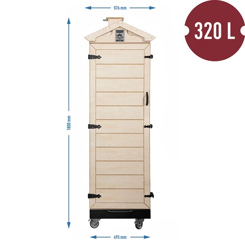 Rookkamer van gecertificeerd multiplex, frameloos, 320 l, met wielen - 4