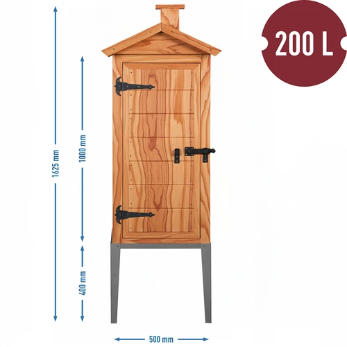 Rookkamer van larikshout, 200 L, met RVS-onderstel - 3