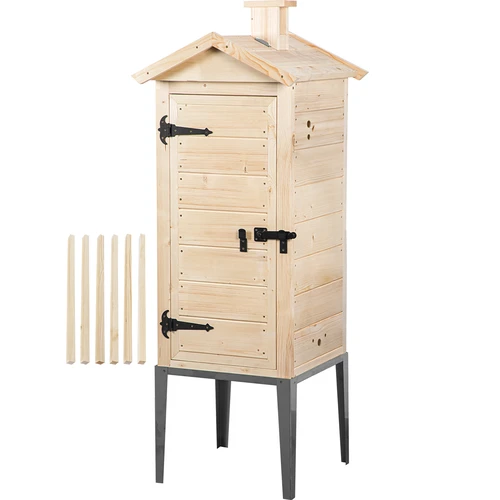 Rookkamer van Scandinavisch vurenhout, 200 L, met roestvrijstalen onderstel