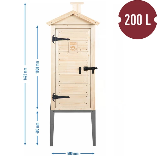 Rookkamer van Scandinavisch vurenhout, 200 L, met roestvrijstalen onderstel - 3