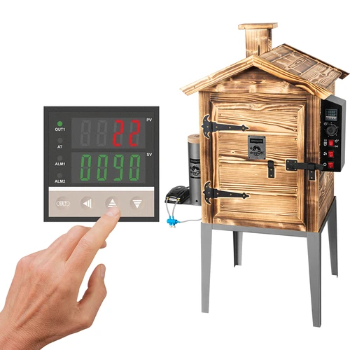Rookoven 115 L dragON Wood 60E - houten rookoven van gebrand hout, met elektrische verwarmingsmodule en controller