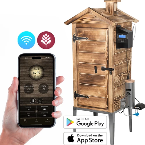 Rookoven met Wi‑Fi, 200 L – dragON WOOD 100IQ met elektrisch verwarmingselement en controller, houtgestookt