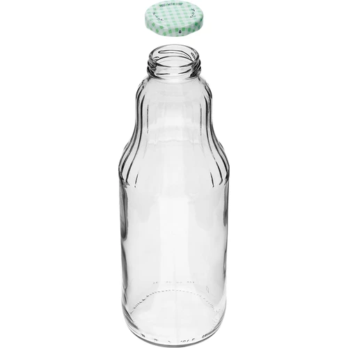 Sapfles 1 L met twist-off dop - fi 43 - 5 ['sapfles', ' glazen fles', ' Kubuś fles', ' fles 1 L', ' sappenflessen', ' 6x glazen sapfles', ' sapje', ' roomfles', ' flessen met dop', ' flessen met doppen', ' klikdoppen', ' gekleurde doppen', ' geruite doppen met opdruk', ' fles voor limonade', ' milkshakes', ' smoothies']