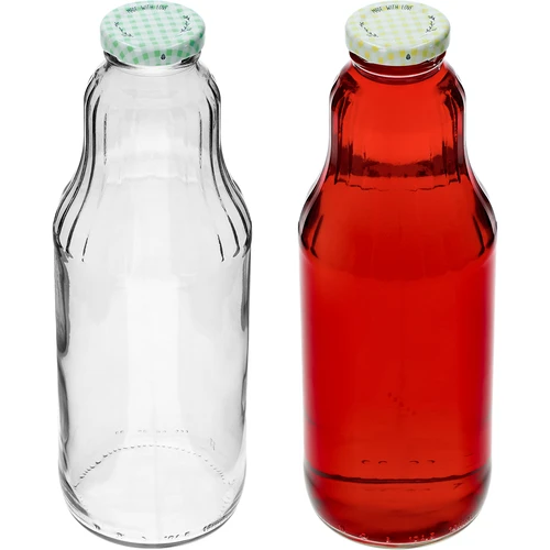 Sapfles 1 L met twist-off dop - fi 43 - 6 ['sapfles', ' glazen fles', ' Kubuś fles', ' fles 1 L', ' sappenflessen', ' 6x glazen sapfles', ' sapje', ' roomfles', ' flessen met dop', ' flessen met doppen', ' klikdoppen', ' gekleurde doppen', ' geruite doppen met opdruk', ' fles voor limonade', ' milkshakes', ' smoothies']