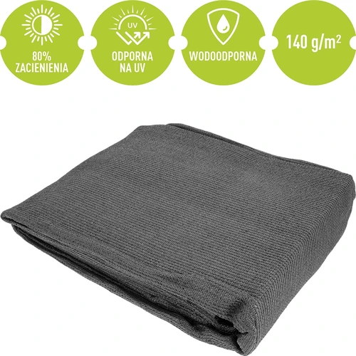 Schaduwdoek (80%, 140 g/m2) 1,5 x 5 m, grafiet - 5 ['schaduwdoek', ' zonwerend net', ' zonbescherming', ' tuinafdekking', ' heknet', ' schaduwnet', ' camouflagenet', ' hekwerknet', ' tuinnet', ' balkonnet', ' balkonafdekking', ' terrasnet', ' hekafdekking', ' pergolanet', ' plantenbescherming tegen de zon', ' windscherm', ' bescherming tegen buren', ' bescherming tegen nieuwsgierigen', ' schaduwdoek 80%', ' grafietnet', ' beste schaduwdoek', ' welke schaduwdoek te kopen']