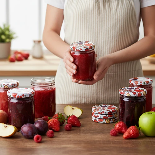 Schroefdeksel met print – fruitmotief, Ø 82/6, 10 stuks - 5