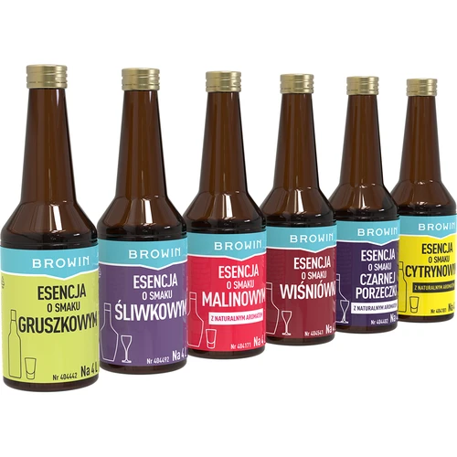 Set van 6 essences - FRUIT 6x40 ml - 2 ['set van essences voor huisgemaakte dranken', ' Browin essence', ' essences voor zelfgestookte drank', ' essences voor alcohol', ' fruitessences', ' essenceset', ' set essences voor alcohol', ' fruitlikeuren', ' fruitlikeuren', ' perenlikeur', ' citroenlikeur', ' kersenlikeur', ' frambozenlikeur', ' zwartebessenlikeur', ' cadeau-idee', ' idee voor een huisfeest', ' aantrekkelijke dranken']