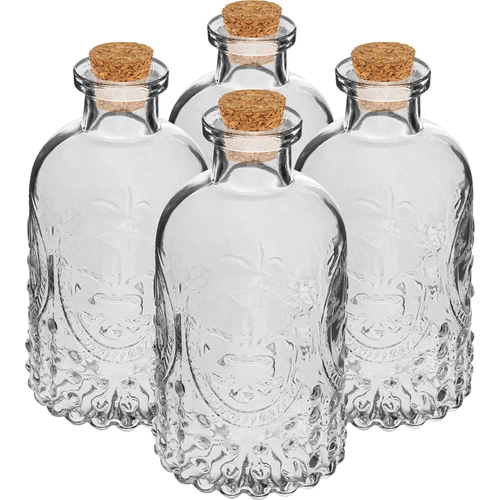 Set van flesjes met kurken, 240 ml - 4 stuks  - 1 ['set van flesjes', ' glazen mini flesjes', ' fles 240 ml', ' flesje', ' flesjes', ' glazen kleine flessen', ' glazen kleine flesjes', ' flesje voor alcohol', ' mini flesjes', ' glazen flesje met kurk', ' flesje voor monsters', ' miniatuurfles', ' glazen kurkflesjes', ' flesjes voor gasten']