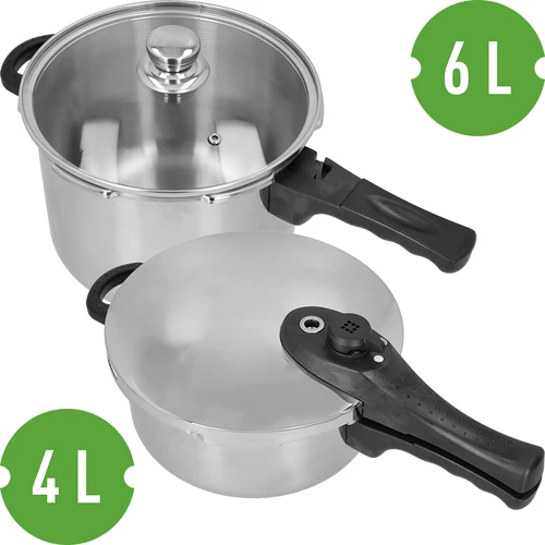 Snelkookpannenset van roestvrij staal, 4 en 6 L - 3