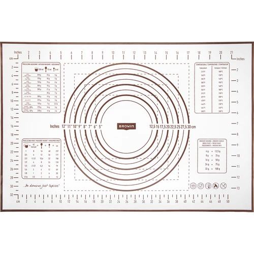 Siliconen mat – deegplank met opdruk: sjablonen en culinaire rekenmachine  - 1 ['bakmat', ' ovenmat', ' bakken op een siliconen mat', ' siliconen mat', ' het beste voor bakken', ' modern bakken', ' bakaccessoires', ' bakken in de oven', ' geheimen van succesvol bakken', ' cadeau-idee', ' keukenaccessoires', ' matten met sjabloon', ' bakmatten', ' mat met rekenmachine', ' siliconen deegplank']