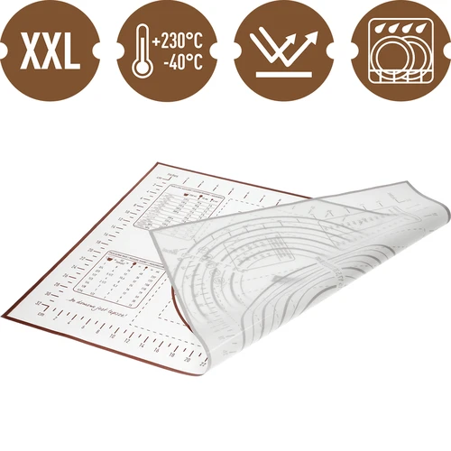Siliconen mat – deegplank met opdruk: sjablonen en culinaire rekenmachine - 2 ['bakmat', ' ovenmat', ' bakken op een siliconen mat', ' siliconen mat', ' het beste voor bakken', ' modern bakken', ' bakaccessoires', ' bakken in de oven', ' geheimen van succesvol bakken', ' cadeau-idee', ' keukenaccessoires', ' matten met sjabloon', ' bakmatten', ' mat met rekenmachine', ' siliconen deegplank']