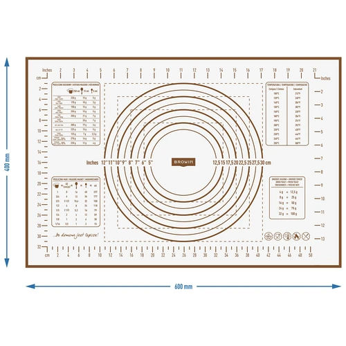 Siliconen mat – deegplank met opdruk: sjablonen en culinaire rekenmachine - 6 ['bakmat', ' ovenmat', ' bakken op een siliconen mat', ' siliconen mat', ' het beste voor bakken', ' modern bakken', ' bakaccessoires', ' bakken in de oven', ' geheimen van succesvol bakken', ' cadeau-idee', ' keukenaccessoires', ' matten met sjabloon', ' bakmatten', ' mat met rekenmachine', ' siliconen deegplank']