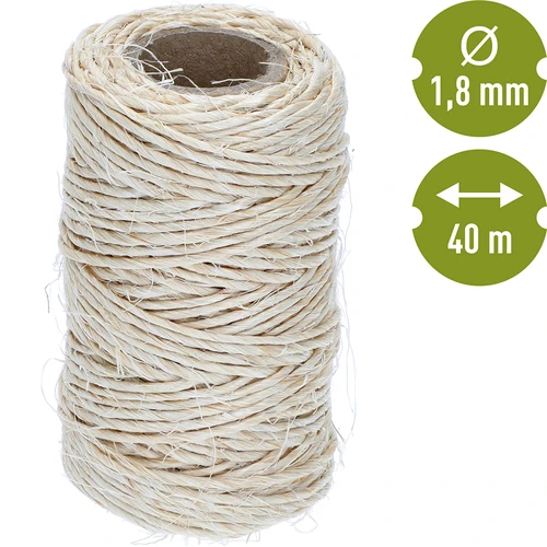 Sisal touw 1,8 mm/40 m/100 g - 4 ['sisal touw', ' sisal touw', ' touw voor tomaten', ' touw voor komkommers', ' natuurlijk touw', ' ecotouw', ' touw voor macramé', ' touw voor binden', ' touw voor handwerk']