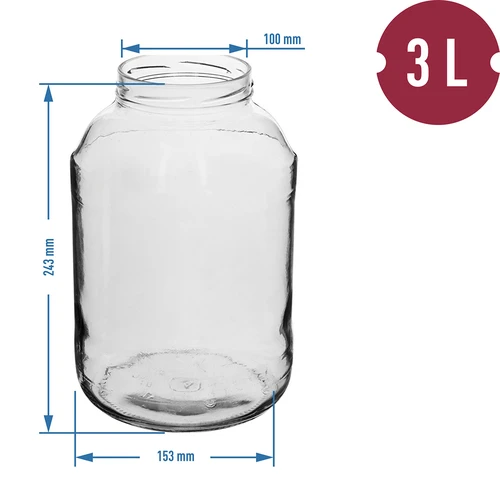 Słoik 3 L - 1 szt., złota zakrętka (fi 100) - 2