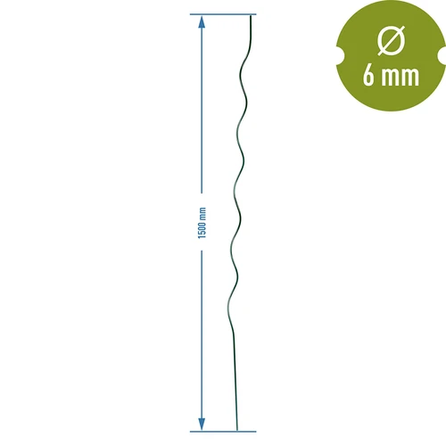 Spiraalvormige stalen stok 1,50m x 6mm - 2 ['stalen plantensteun', ' plantenstok', ' bloemenstok', ' stokken voor potplanten', ' plantenstok castorama']